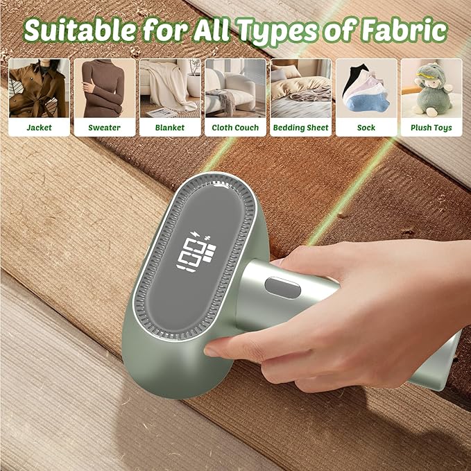 Tylasom Fabric Shaver, Rechargeable Double-Head Lint Remover, Electric Lint Shaver and Clothing Shaver to Remove Pillings and Fuzz Easily