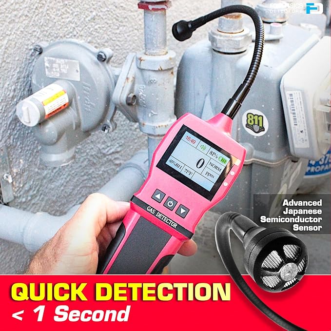Gas Leak Detector by Forensics | 0-10,000ppm | Natural Gas, Propane, Methane & Combustibles | Super Fast 1 Second Response