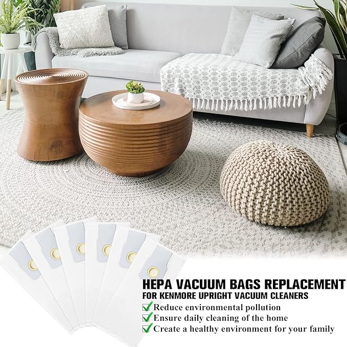 53294 Type O HEPA Cloth Vacuum Bags Replacement for Kenmore Upright Vacuum Cleaners, 6 Pack