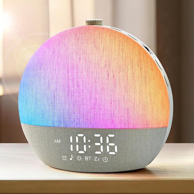 Zelaclock Sunrise Alarm Clock, White Noise Sound Machine, Sunlight Alarm Clocks for Bedrooms, 9 Natural Wake Up RGB Night Light, 30 Soothing Sounds for Heavy Sleepers, Baby, Kids, Adults