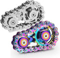 Valentines Day Gifts for Teens Boys Metal Fidget Spinner Toys for Adults Figette Bike Chain Roller Cool Gadgets ADHD Anxiety Stress Relief Items Figet Desk Offices EDC Men - Rainbow+Silver