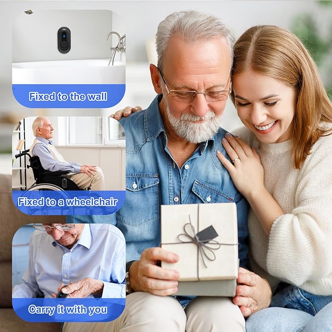 Wireless Caregiver Pager Call Button Nurse Call System 500Ft Range with LED Number Display for Elderly/Patient/Disabled at Home/Hospital/Clinic(6 Waterproof Call Button & 2 Receiver)