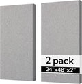 Olanglab Sound Absorbing Acoustic Wall Panels 2 Pack, 2'' 24''x48'' Fiberglass Sound Dampening Panels, Large Fabric Wrapped Sound Proof Panels for Walls (Light Gray)