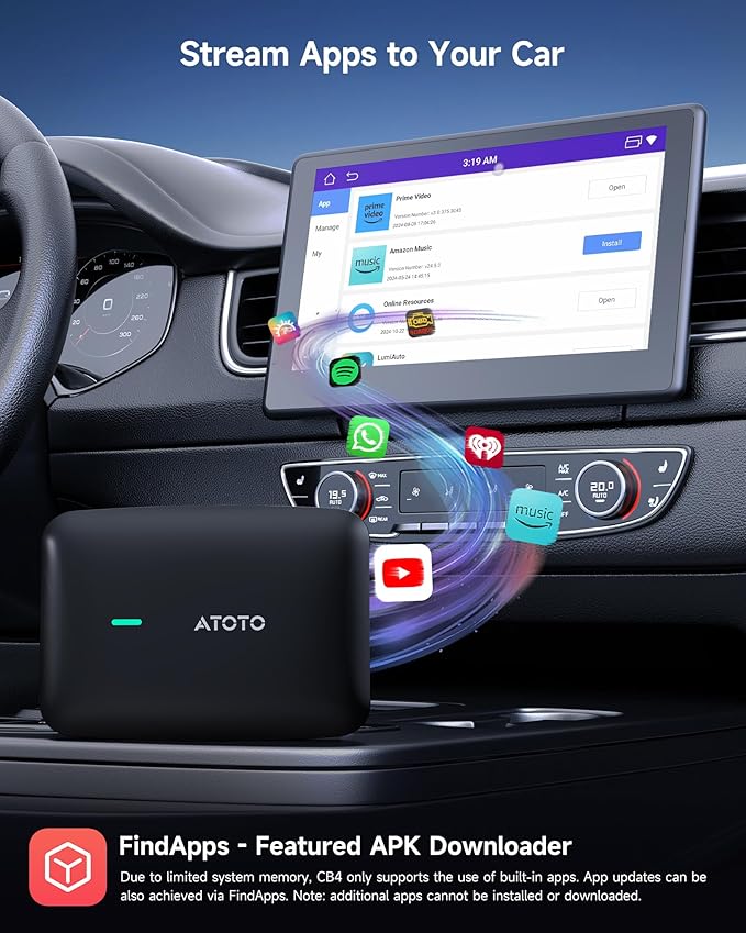 ATOTOMOVE Wireless Magic AI Box CarPlay with OBD2 Scanner, Car Video Streaming Plug & Play Carplay Box for iPhone & Android Auto with AI ChatGPT, Supports YouTube, Netfilx, Dual WiFi, CB4B Upgraded