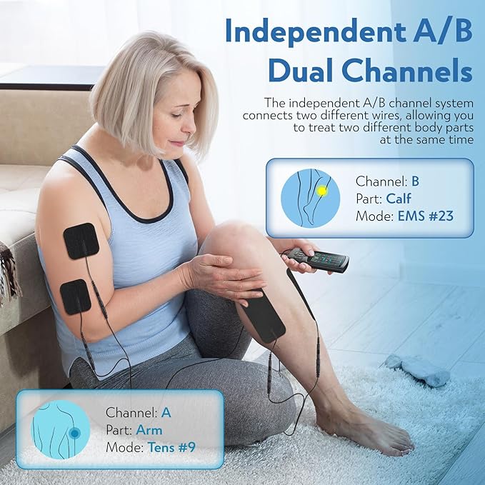 3-in-1 TENS Unit Muscle Stimulator with Color Display - Dual Channel EMS Machine, 28 Therapy Modes,40 Intensity Levels,8 Electrode Pads & EVA Case for Effective Pain Relief
