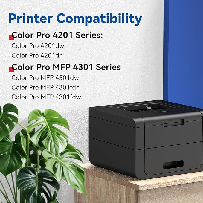 GoFlowmo 210A Toner Cartridge 4 Pack Set Compatible Replacement for HP 210A W2100A W2101A W2102A W2103A Works with HP Color Pro MFP 4301 4201 Series MFP 4301dw 4301fdn 4301fdw 4201dw Printer Color