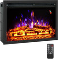 24.5" Electric Fireplace Inserts, Adjustable Brightness, Thermostat&Timer, Overheating Protection, 750/1500W