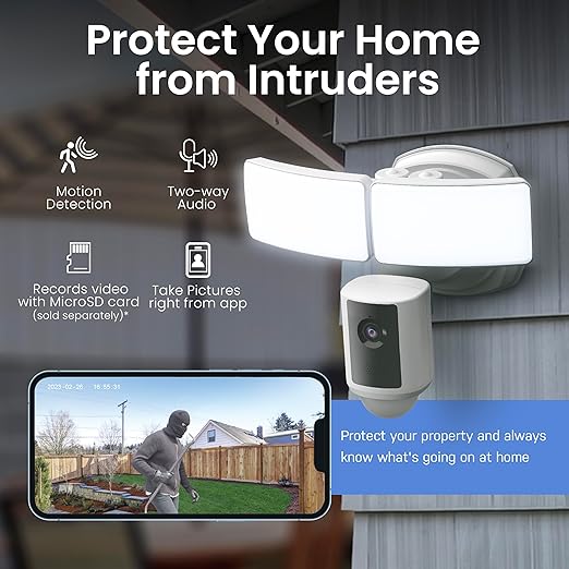 Feit Electric Smart WiFi Floodlight Security Camera, 5000 Lumens, 1080p HD - Image 6