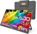 Kado 15.6" 1080p Portable Monitor for Laptop, 100% sRGB 1920x1080 HDMI USB-C Second Display IPS Laptop Screen Extender, Carrying Sleeve 180° Kickstand for PC, Mac, Dex, Tablet, Xbox, PS4/PS5, Switch