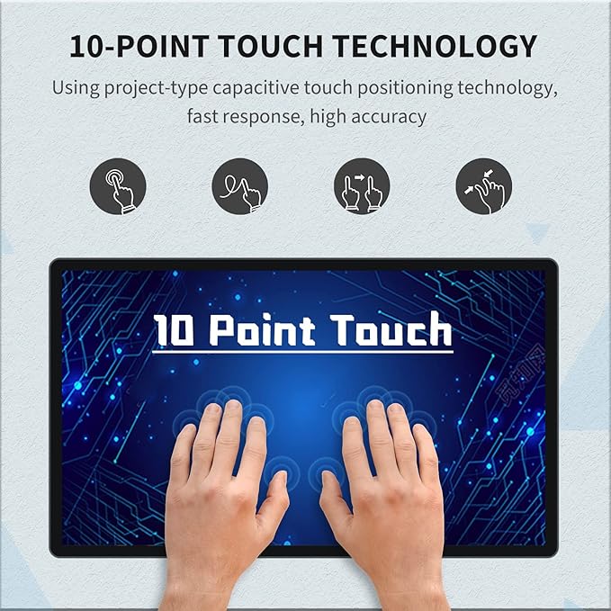 TouchWo 21.5 inch Android 12 Touchscreen Monitor Tablet, 16:9 FHD 1080P, WiFi & BT, Built-in Speakers, RK3588 4GB RAM & 64GB ROM, Smart Board for Classroom, Meeting & Game