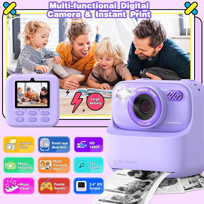 masterbee Kid Camera Instant Print Photo, Birthday Gifts - Image 2