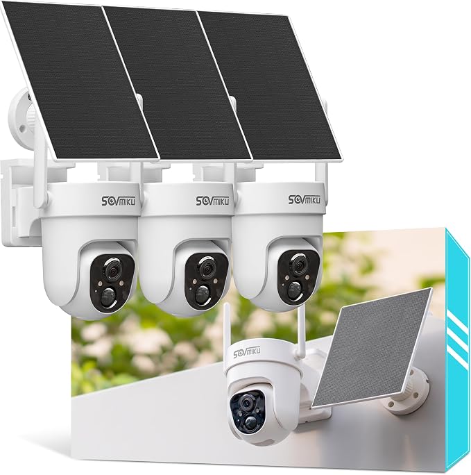 Sovmiku 3CQ4 192GB 2K AI Solar Security Camera Wireless Outdoor, Battery by sovmiku