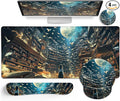 LIMKRIAN Anime Book Mouse Pad Set Large Desk Matt for Desktop, Ergonomic Mouse Pad with Wrist Rest, Gaming Mousepad Wrist Support Keyboard Mat Cup Coaster Set Cute Desk Accessories for Women Girl