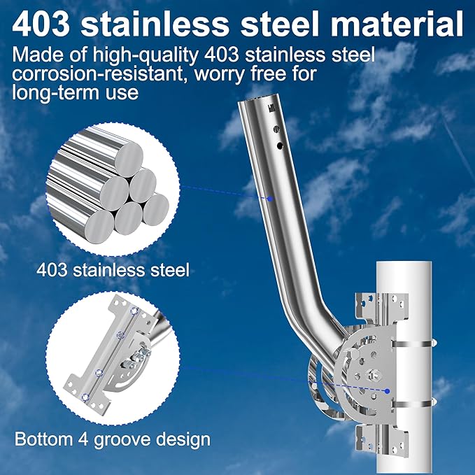 430 Stainless Steel Heavy Duty Antenna Pole Mount, WiFi Extender, Cellular - Image 2