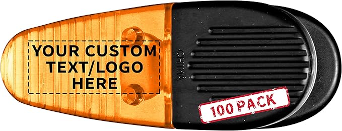 100 Magnetic Memo Holders Set - Customizable Text, Logo - Large Clip, Plastic - TOrange