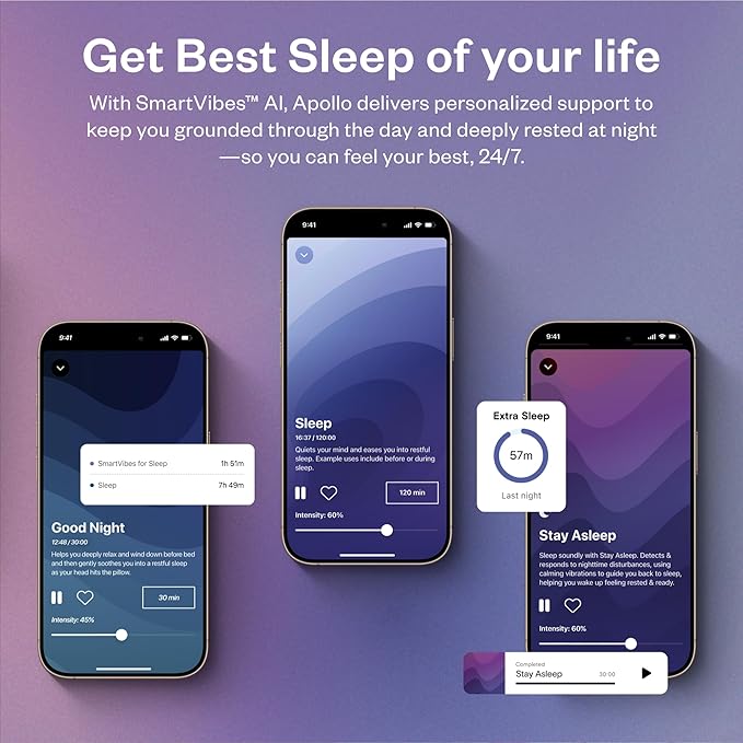 Apollo Neuro Wearable & 12-Month SmartVibes AI Membership – Sleep Aid & Stress Relief Device | Fall Asleep Faster, Sleep Longer & Deeper | Boost Focus, Relaxation & Calm (Rose)