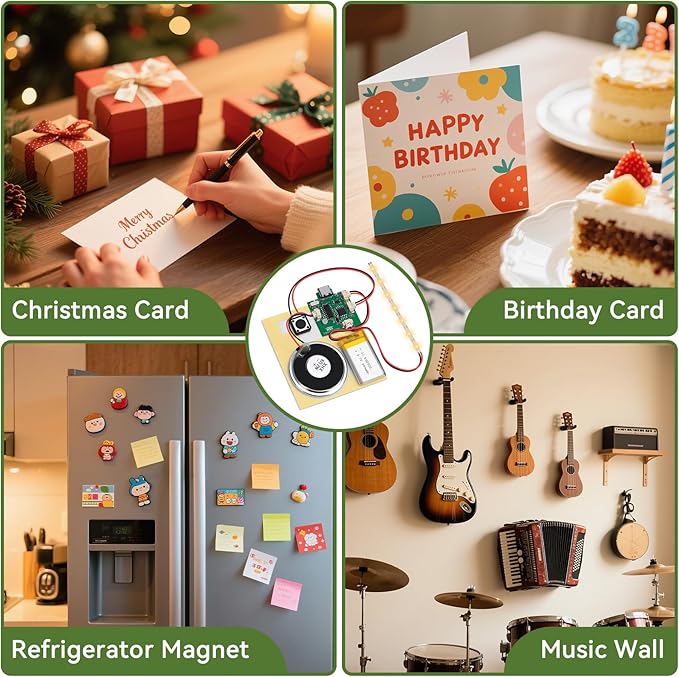 1PCS Customize Recording Module with LED Strip DIY Music Voice Recording Module Chip with Speaker,Type-C Cable,Capability16 Minutes Music for Personalized Greetings, Holiday Crafts Cards with Manual