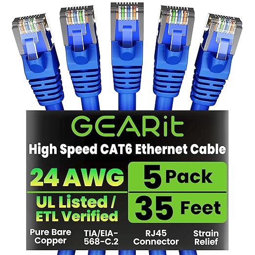 GEARit Cat 6 Ethernet Patch Cable 35 ft Blue by GEARit