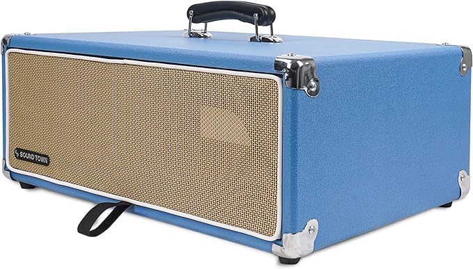Sound Town Vintage 3U Amp Rack Case, 12.5" Depth with Rubber Feet, Dust Cover, Kickstand, Beau Blue (STVRC-3BL)