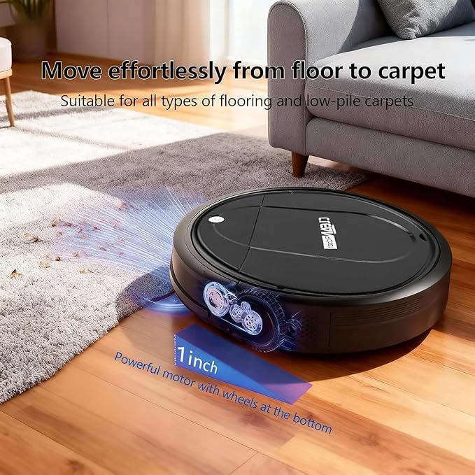 3-in-1 Robot Vacuum & Mop for Pet Hair | Powerful 4500Pa Suction, Tangle-Free, 120 Min Runtime, Ultra-Thin & Quiet, Smart Mapping, Ideal for Hard Floors & Large Homes (Black)