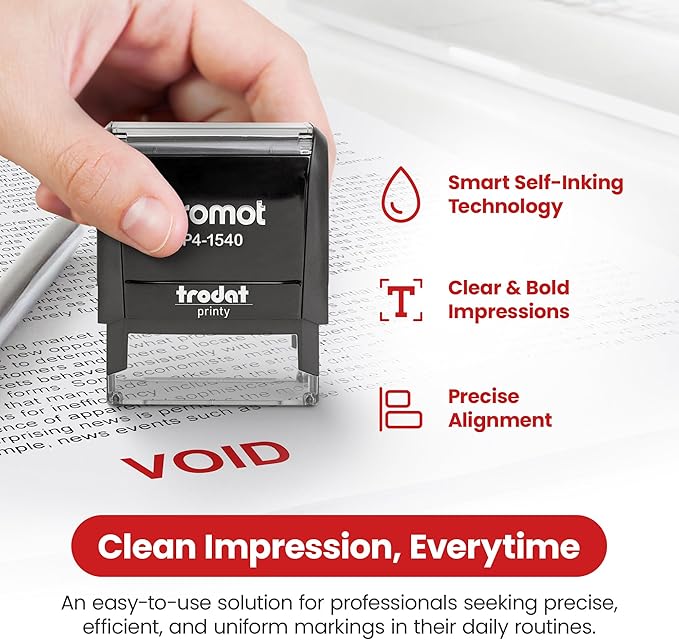 Promot Void Self Inking Rubber Stamp - Refillable Stampers for Office - Business, Accounting, Bookkeeping, Coding, Legal, Notary, Work, Ordering, Inventory Stamps - Red Ink