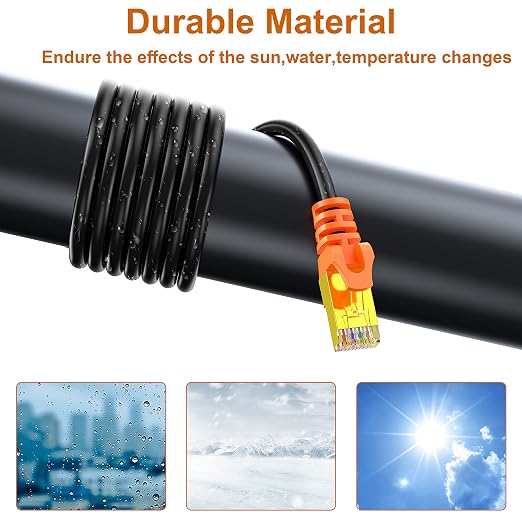 200 ft Cat 7 Ethernet Cable, Outdoor and Indoor LAN Cord - Image 2
