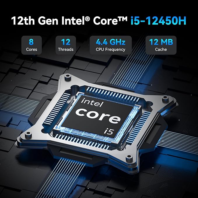 GEEKOM Mini PC[Business Cost-Saving Star] IT12(3-Year Coverage) with 12th Gen Intel i5-12450H Mini Computers,16 RAM/512GB SSD(Not LPDDR) Windows 11 Pro Desktop PC (Low-Power),Dual USB 4/8K(UHS-II)