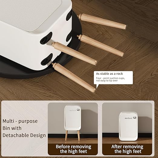 MRBIN Motion Sensor Trash Can Bathroom with Butterfly Lid and Leg, 5.5 Gal / 20 L Tall Automatic Touchless Electric Smart Waste Basket, Toilet Covered Garbage Dustbin for Bedroom, Cream White
