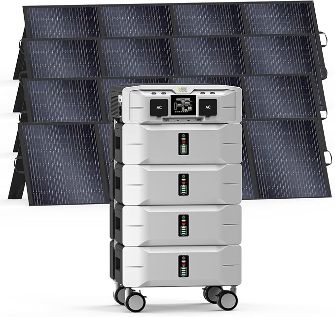 IEE SP5000 Solar Generator 5000W, 10.24kWh Power Station with 4x200W Solar Panels, 5 AC Outlets(9000W Surge), 120V/240V Dual Voltage, LiFePO4 Battery for Home Backup Outdoors Camping RV Emergency