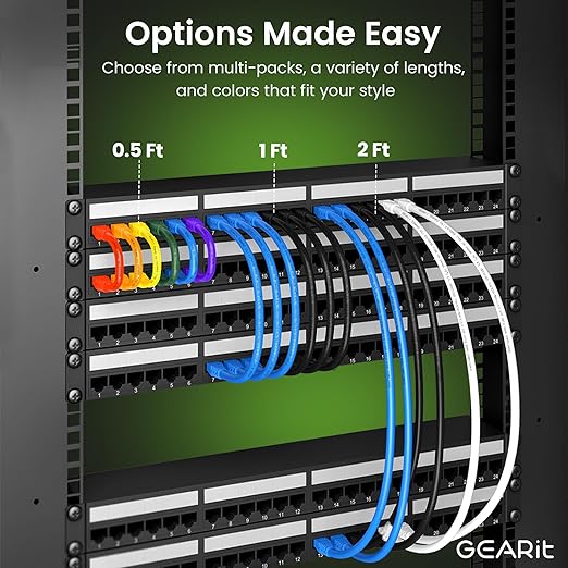 GEARit Cat 6 Ethernet Cable (20-Pack 5 Feet) Cat6 Network Patch, 10Gbps, RJ45, Snagless Cord, Gold-Plated Connectors, Internet for PC, TV, Tablet, Router, Printer, Servers, IT Data Center - Gray