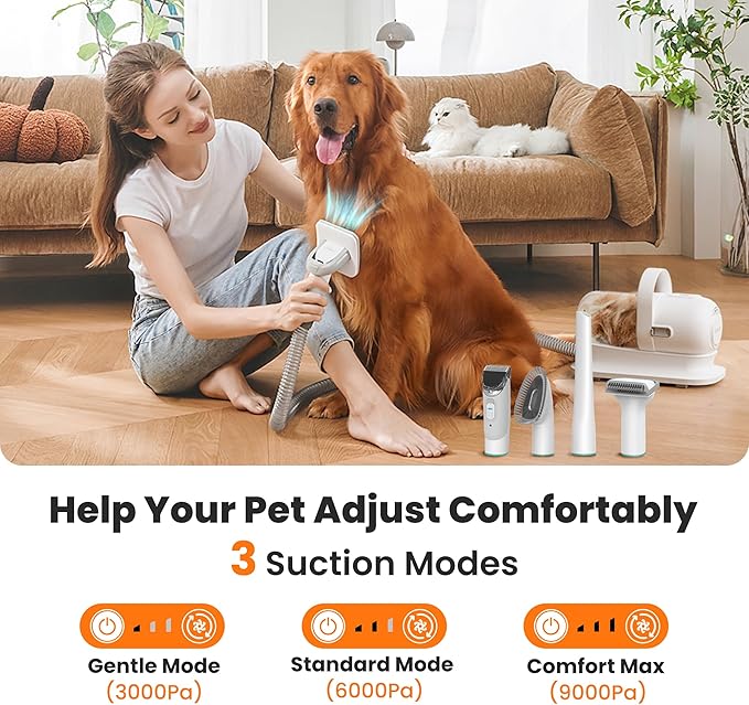 Neakasa P1 Pro Pet Grooming Kit & Vacuum Suction 99% Pet Hair, Professional Clippers with 5 Proven Grooming Tools for Dog and Cat