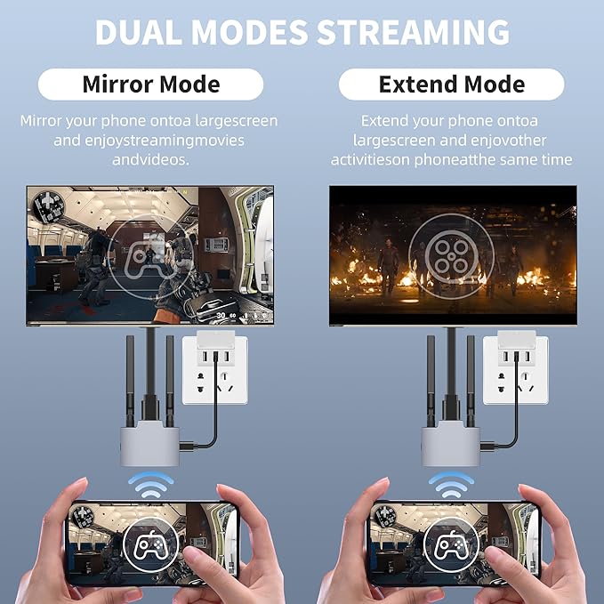 VJZFA Wireless Display Adaptor - 1080p Wireless HDMI Display Dongle Adapter, Plug and Play, for Laptop, PC, Smartphone to HDTV Projector Monitor