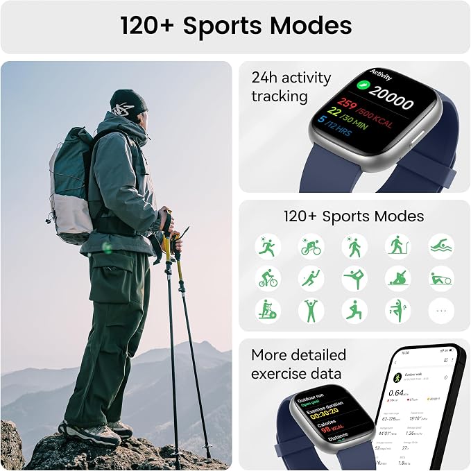 Smart Watch with Alexa Built-in, 1.83" HD Touchscreen Fitness Tracker with - Image 5