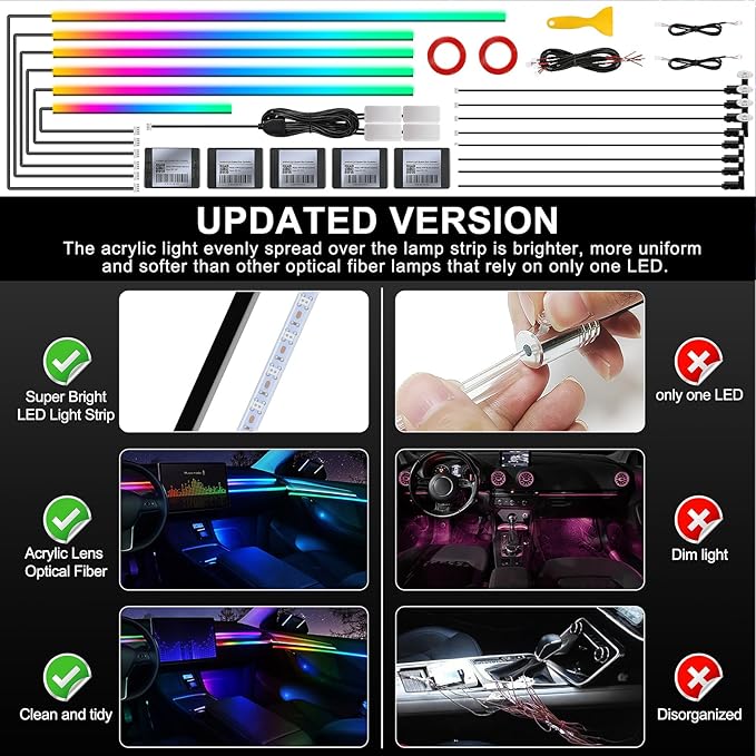 Dreamcolor Acrylic Interior Car LED Strip Light - Image 5
