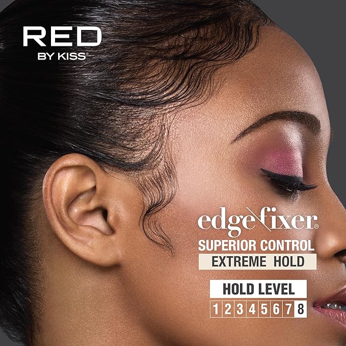 Red by Kiss Edge Fixer Extreme Hold, Strong Edge Control with 24-Hour Hold, Infused with Biotin for Nourishment & Hydration, No Flaking or Oily Residue (1.01 Fl.oz.)