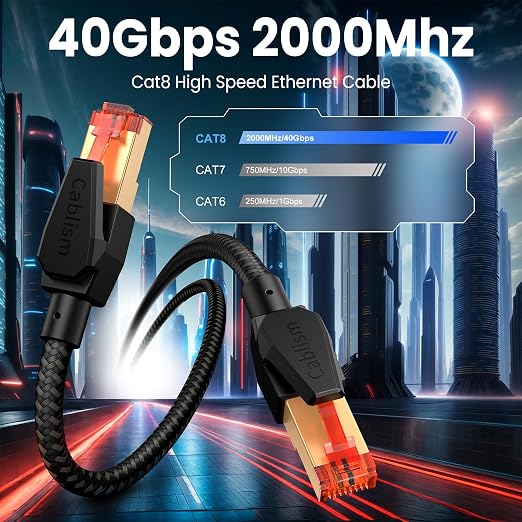 3FT-12Pack, Cat 8 Ethernet Cable Short, Heavy Duty High Speed LAN Network Cable - Image 4