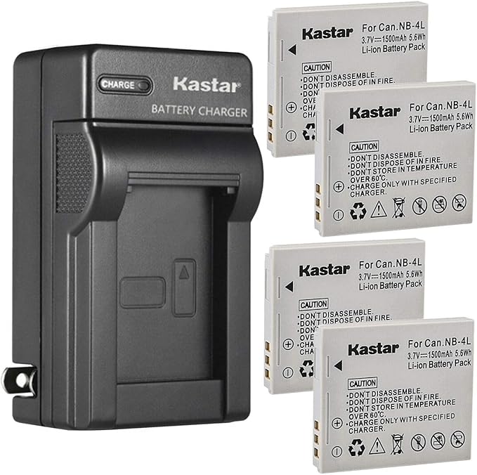 Kastar 4-Pack Battery and AC Wall Charger Replacement by Kastar