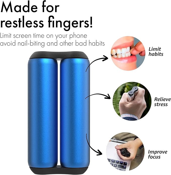 ONO Roller - Handheld Fidget Toy for Adults | Help Relieve Stress, Anxiety, Tension | Promotes Focus, Clarity | Compact, Portable Design (Sapphire, Full Size - Aluminum)