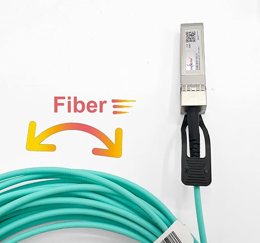 Elfcam® - 60m/196.85ft Fiber Optic Cable OM3 SFP+ to SFP+ AOC 10Gbps, Compatible - Image 5