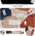 Britimes Abstract Boho Keyboard Mouse Pad Set 4in1 Large Mousepad+Keyboard Wrist Rest+Mouse Wrist Rest+Coaster Set with Ergonomic Design for Home Office Computer 35.4x15.7 inches