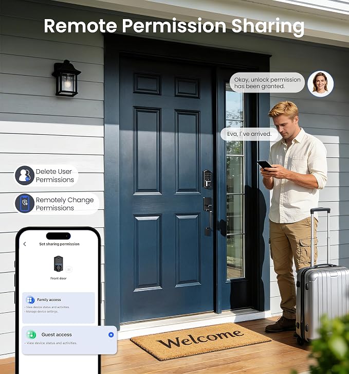 Veise VE027 Built-in Wi-Fi Smart Lock, Fingerprint Keyless Entry Front Door Lock - Image 8