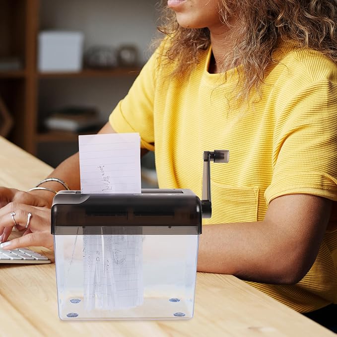ifundom Manual Paper Shredder Small Desktop Handheld Wear-Resistant Shredder for Home Office Use A6 Size Gray