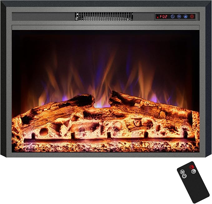 Electric Fireplace, 30" Electric Fireplace Inserts, Recessed Fireplace Heater with Remote Control, Adjustable Flame Colors, Timer&Overheating Protection, 750/1500W