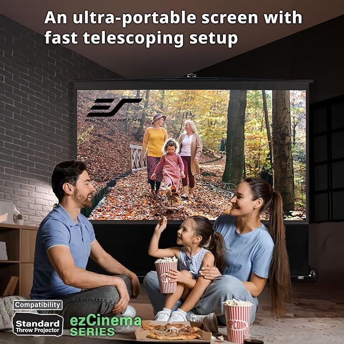 Elite Screens ezCinema Series, 150-INCH 16:9, Manual Pull Up Projector Screen, Movie Home Theater 8K / 4K Ultra HD 3D Ready, 2-YEAR WARRANTY, F150NWH