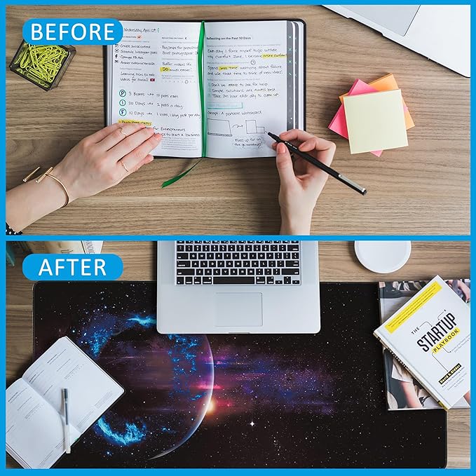 EOBKLAX Mouse Pad,Abstract Space Desk Mat for Desktop,Desk Pad with Non-Slip Base and Stitched Edge,Extended Mousepad for Office and Home 35.4X15.7 Inch