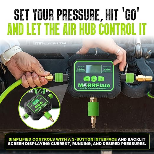 MORRFlate Air Hub Digital Air Controller Universal AutoMagic Tire Inflation and Deflation System with Digital User PSI Selection High-Flow Solenoids Rugged Design Includes Case