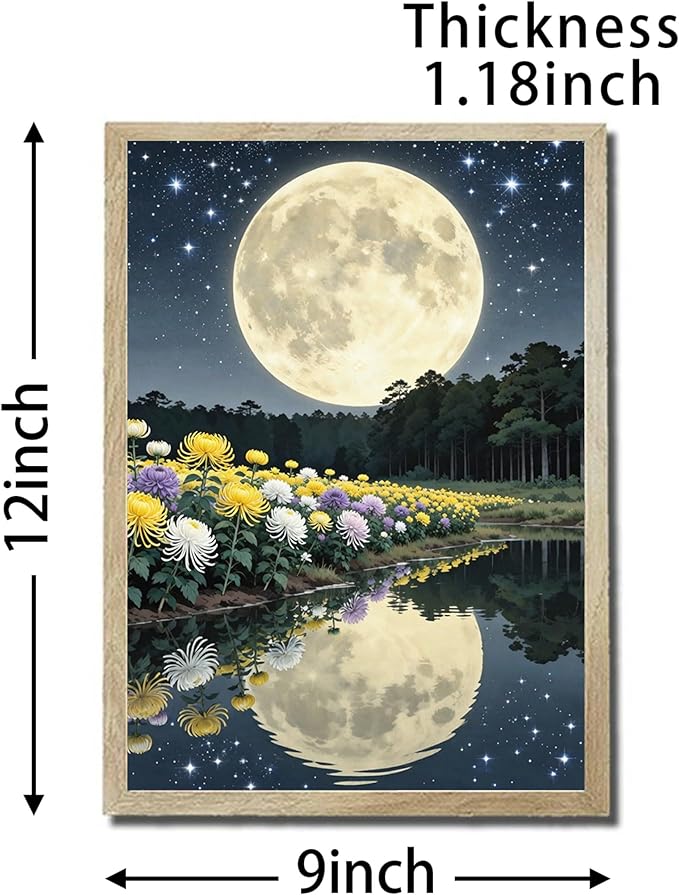 URVIP LED Glowing Photo Frame, 3D Starry-Sky Blue Moon Wall Art, 9x12 Inches Dimmable Light Up Light Painting for Bedroom, Unique Aesthetic Decor, Great Birthday Gift for Women Men