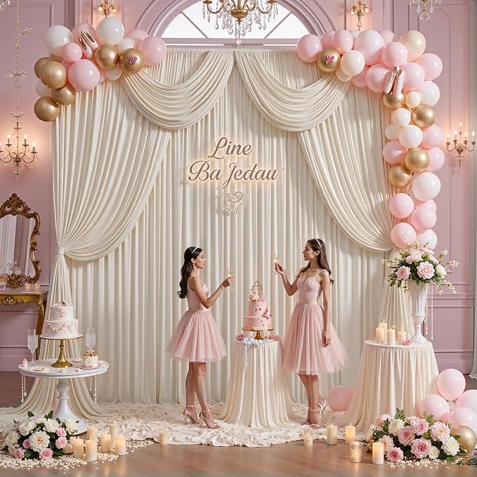 20ft x 15ft Beige Backdrop Curtains - Image 7