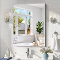 Silver Bathroom Mirror for Wall, 24x32 Inch Rectangle with Metal Frame, Modern Vanity for Bathroom Living Room, Entryway Hangs Horizontal or Vertical