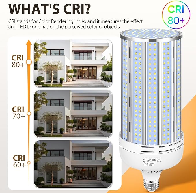 XYCN 2 Pack 300W Corn LED Light Bulb Fanless,5000K Daylight(3000 Watt Equivalent) E26/E39 Large Mogul Base LED Cob Lamp 44,000LM for Outdoor Indoor Garage Warehouse Factory Workshop Street Backyard